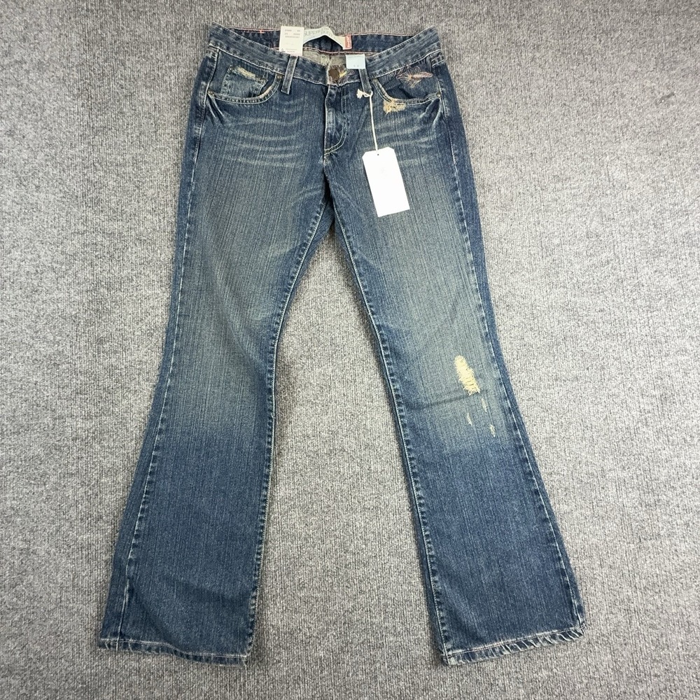 Levi's 518 Superlow Bootcut Jeans Juniors 9 Medium Blue Low Rise Distressed